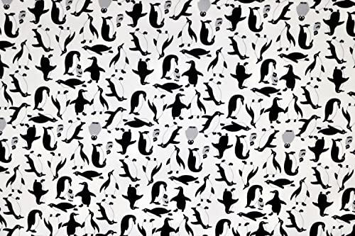 Pyrhan Cute Penguin 100% Pure Cotton Prints – 45 inches (114 cm Approx) Wide Fabric Sold by The metre - Perfect for Sewing Projects and Dress Making. (Sky)