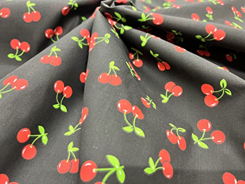 Pyrhan Cherry Patterned Polycotton Prints – 45 inch (Approx) Wide Sold by The metre sed in Art and Craft Quilting Sewing Projects and Dress Making,