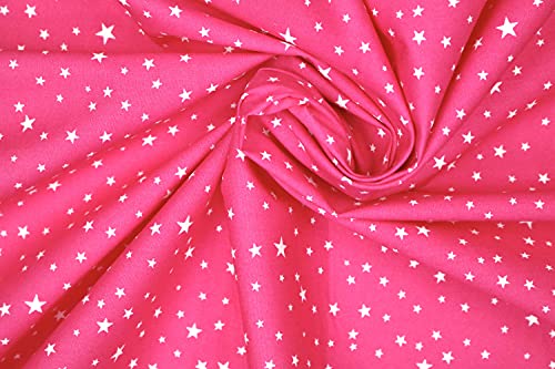 Pyrhan MultiSize Star 100% Pure Cotton Prints – 60 inches (148 cm Approx) Wide Fabric Sold by The metre - Perfect for Sewing Projects and Dress Making. (CerisePink)