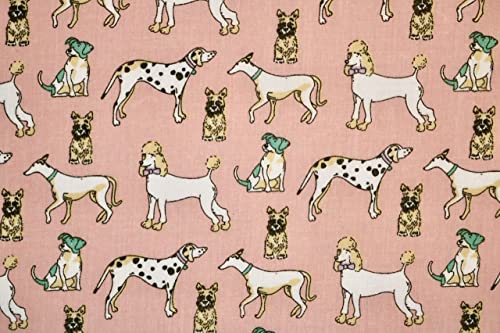 Pyrhan Cute Dogs Arts and Craft Polycotton Prints –45 Inch Wide Dress Fabric Material by The Metre -Floral Polycotton Print Used in Sewing Kit and Accessories-Quilting Fabric.