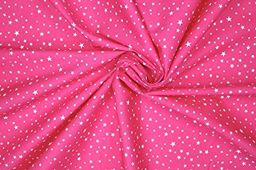 Pyrhan MultiSize Star 100% Pure Cotton Prints – 60 inches (148 cm Approx) Wide Fabric Sold by The metre - Perfect for Sewing Projects and Dress Making. (CerisePink)