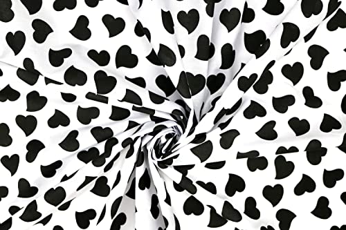 Pyrhan Art and Craft Hearts Polycotton Prints | 45 Inch Wide Dress Craft Fabric Material by The Metre | Floral Polycotton Print Used in Sewing Kit and Accessories-Quilting Fabric