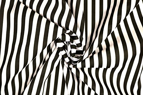 Pyrhan 11mm Stripes Polycotton Prints –44 Inch Wide Dress Craft Fabric Material by The Metre -Floral Polycotton Print Used in Sewing Kit and Accessories-Quilting Fabric (Blackwhite)