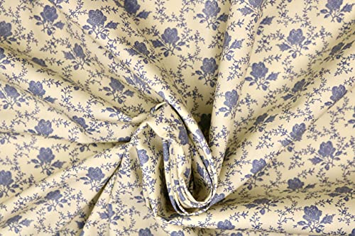 Pyrhan 100% Cotton Poplin by Rose & Hubble | Artistic Rose Floral Printed Cotton Fabric by The Metre UK |114 Cm | Crafting & Dressmaking Fabric |Dress Fabric Material for Sewing Dressmaking (Ivory)