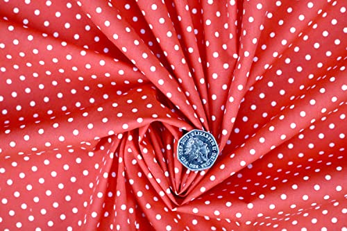 PYRHAN Polka Dots Polycotton Prints | 45 inch Wide Dress Fabric Material by Meters | Floral Polycotton Print Used in Sewing Kit and Accessories | Quilting Fabric