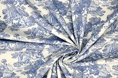Pyrhan Art Village Life 100% Pure Cotton Prints – 45 inches (114 cm Approx) Wide Fabric Sold by The metre - Perfect for Sewing Projects and Dress Making. (Blue)