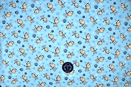 Pyrhan Cute Zebra Polycotton Prints | 45 Inch Wide Dress Craft Fabric Material by The Metre | Floral Polycotton Print Used in Sewing Kit and Accessories-Quilting Fabric (Blue)
