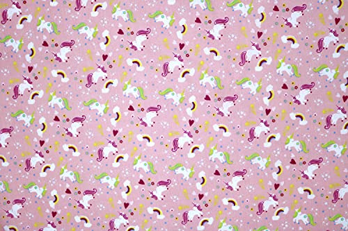 Pyrhan Rainbow Unicorn Polycotton Prints –45 Inch Wide Dress Fabric Material by The Metre -Floral Polycotton Print Used in Sewing Kit and Accessories-Quilting Fabric
