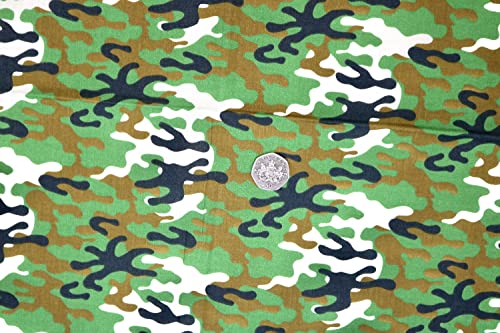 Pyrhan Camouflage Royal Army Polycotton Prints | 45 Inch Wide Dress Craft Fabric Material by The Metre | Polycotton Print Used in Sewing Kit and Accessories-Quilting Fabric (Green)