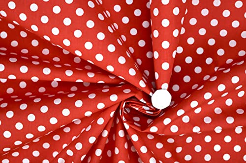 PYRHAN Polka Dots Polycotton Prints | 45 inch Wide Dress Fabric Material by Meters | Floral Polycotton Print Used in Sewing Kit and Accessories | Quilting Fabric