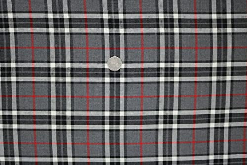Pyrhan Ltd Royal Stewards Tartan Fabric 100% Viscose Woven | 58 inches Wide for Tailoring & Dressmaking | Ideal for Sewing Projects and Everyday Wear (White-Black)
