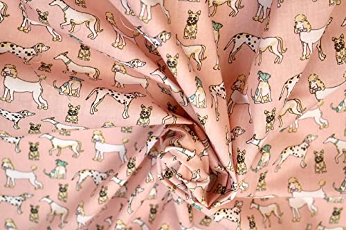 Pyrhan Cute Dogs Arts and Craft Polycotton Prints –45 Inch Wide Dress Fabric Material by The Metre -Floral Polycotton Print Used in Sewing Kit and Accessories-Quilting Fabric.