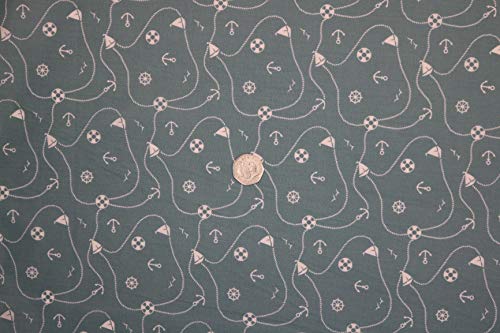 Pyrhan Nautical Anchor Patterned Polycotton Prints –Similar to 100% Cotton Fabric by Metre -45 inches Wide Perfect Fabric Material for Sewing for Beach Projects- Fabric by Metre Clearance.