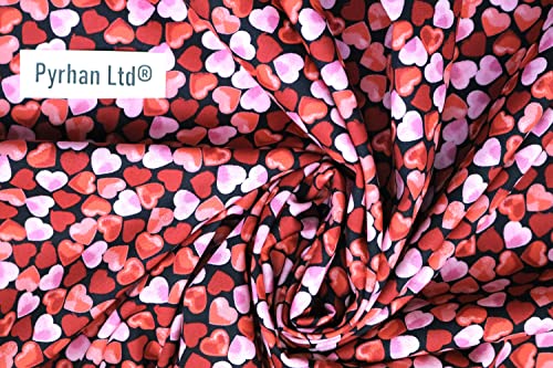 Pyrhan Rose Petal Hearts 100% Pure Cotton Prints – 45 inches (114 cm Approx) Wide Fabric Sold by The metre - Perfect for Sewing Projects and Dress Making.