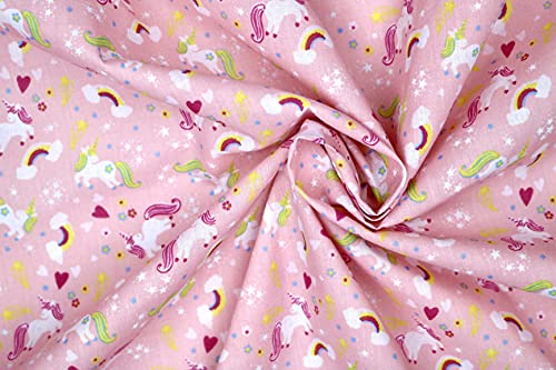 Pyrhan Rainbow Unicorn Polycotton Prints –45 Inch Wide Dress Fabric Material by The Metre -Floral Polycotton Print Used in Sewing Kit and Accessories-Quilting Fabric