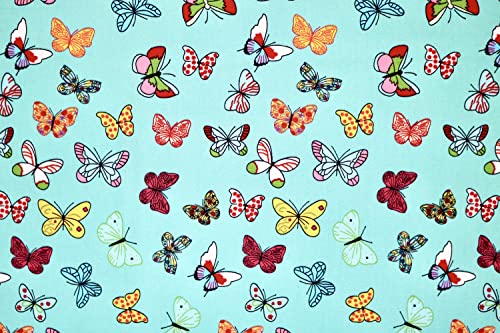 Pyrhan 100% Cotton Poplin by Rose & Hubble | Colourful Rainbow Butterfly Printed Cotton Fabric by The Metre UK | 114 Cm | Crafting & Dressmaking Fabric | Dress Fabric Material for Sewing.