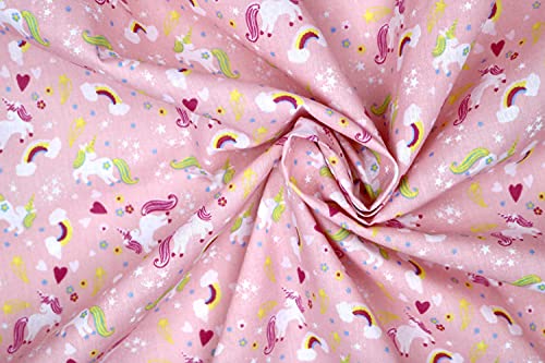 Pyrhan Rainbow Unicorn Polycotton Prints –45 Inch Wide Dress Fabric Material by The Metre -Floral Polycotton Print Used in Sewing Kit and Accessories-Quilting Fabric
