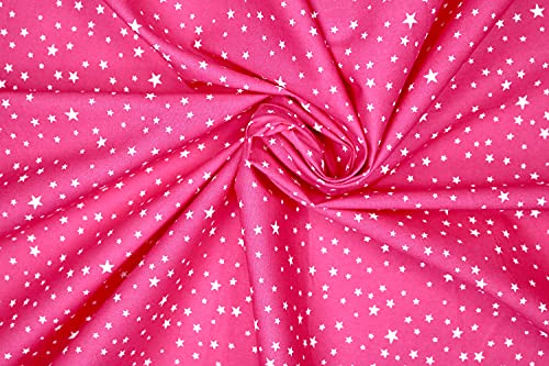 Pyrhan MultiSize Star 100% Pure Cotton Prints – 60 inches (148 cm Approx) Wide Fabric Sold by The metre - Perfect for Sewing Projects and Dress Making. (CerisePink)