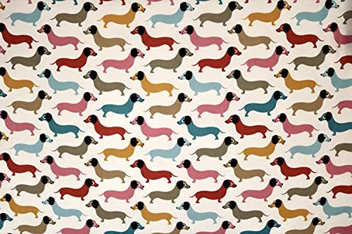 Pyrhan Dachshund Dog Digital Polycotton Prints –45 Inch Wide Dress Fabric Material by The Metre -Floral Polycotton Print Used in Sewing Kit and Accessories-Quilting Fabric