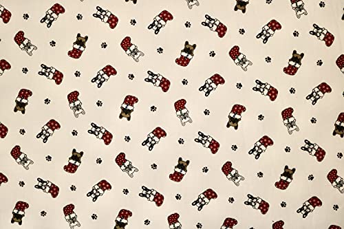 Pyrhan Pug in Christmas Stocking Polycotton Prints –45 Inch Wide Dress Fabric Material by The Metre -Floral Polycotton Print Used in Sewing Kit and Accessories-Quilting Fabric