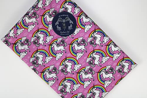 Pyrhan Rainbow Unicorn Polycotton Prints –45 Inch Wide Dress Fabric Material by The Metre -Floral Polycotton Print Used in Sewing Kit and Accessories-Quilting Fabric