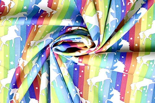 Pyrhan Rainbow Unicorn Polycotton Prints –45 Inch Wide Dress Fabric Material by The Metre -Floral Polycotton Print Used in Sewing Kit and Accessories-Quilting Fabric