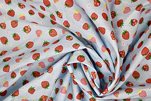 Pyrhan Strawberry Polycotton Prints –45 Inch Wide Dress Fabric Material by The Metre -Floral Polycotton Print Used in Sewing Kit and Accessories-Quilting Fabric.