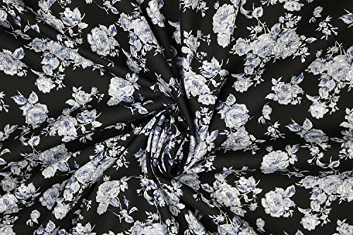 Pyrhan 100% Cotton Fabric by Rose & Hubble | Valentine Rose Floral Printed Cotton Fabric by The Metre UK | 45 inches (114 cm) | Crafting Fabric & Dressmaking Fabric | Dress Fabric Material.