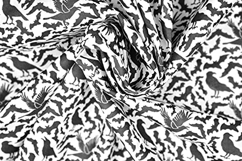 Pyrhan Bats and Crows Polycotton Prints –45 Inch Wide Dress Fabric Material by The Metre -Floral Polycotton Print Used in Sewing Kit and Accessories-Quilting Fabric