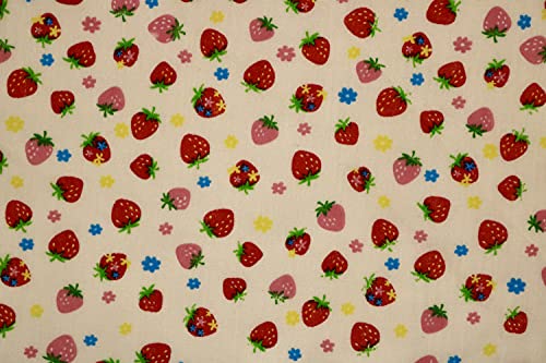 Pyrhan Strawberry Polycotton Prints –45 Inch Wide Dress Fabric Material by The Metre -Floral Polycotton Print Used in Sewing Kit and Accessories-Quilting Fabric.