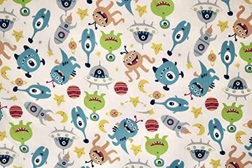 Pyrhan Alien Digital Polycotton Prints –45 Inch Wide Dress Fabric Material by The Metre -Floral Polycotton Print Used in Sewing Kit and Accessories-Quilting Fabric