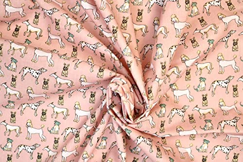 Pyrhan Cute Dogs Arts and Craft Polycotton Prints –45 Inch Wide Dress Fabric Material by The Metre -Floral Polycotton Print Used in Sewing Kit and Accessories-Quilting Fabric.
