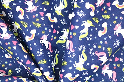 Pyrhan Rainbow Unicorn Polycotton Prints –45 Inch Wide Dress Fabric Material by The Metre -Floral Polycotton Print Used in Sewing Kit and Accessories-Quilting Fabric