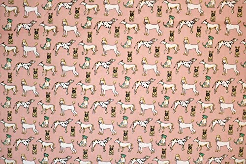 Pyrhan Cute Dogs Arts and Craft Polycotton Prints –45 Inch Wide Dress Fabric Material by The Metre -Floral Polycotton Print Used in Sewing Kit and Accessories-Quilting Fabric.