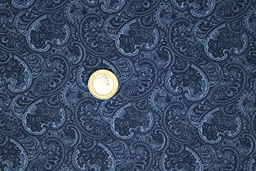 Pyrhan Modern Paisley 100% Pure Cotton Prints – 45 inches (114 cm Approx) Wide Fabric Sold by The metre - Perfect for Sewing Projects and Dress Making. (Blue)