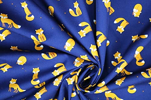 Pyrhan Polycotton Fox Patterned Printed Fabric -45 Inch Wide Polycotton Fabric Per Metre- Similar to 100% Cotton - Quilting Fabric Used in Sewing Kits and Accessories