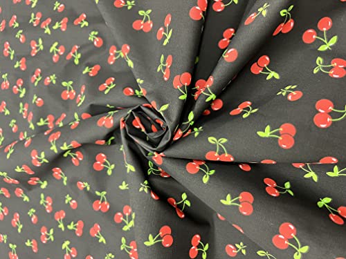 Pyrhan Cherry Patterned Polycotton Prints – 45 inch (Approx) Wide Sold by The metre sed in Art and Craft Quilting Sewing Projects and Dress Making,