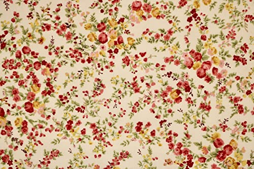 Pyrhan 100% Cotton Poplin By Rose & Hubble | Wild Ditsy Floral Printed Cotton fabric By The Metre Uk | 114 Cm |Crafting Fabric & Dressmaking Fabric |Dress Fabric Material For Sewing Dressmaking(Ivory)