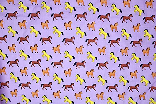Pyrhan Horse Polycotton Prints –45 Inch Wide Dress Fabric Material by The Metre -Floral Polycotton Print Used in Sewing Kit and Accessories-Quilting Fabric (Lilac)