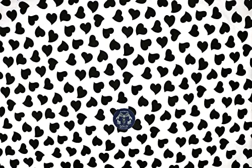 Pyrhan Art and Craft Hearts Polycotton Prints | 45 Inch Wide Dress Craft Fabric Material by The Metre | Floral Polycotton Print Used in Sewing Kit and Accessories-Quilting Fabric