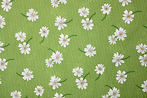 PYRHAN LTD Daisy Floral Polka Dot Dress Polycotton Fabric by The Metre UK | 45 Inch Wide | Best Cotton and Polyester Dress Fabric Material for Sewing Patterns, Dressmaking, and Curtains