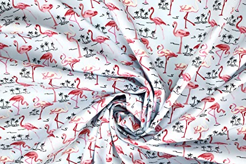 Pyrhan Flamingo 100% Pure Cotton Prints – 45 inches (114 cm Approx) Wide Fabric Sold by The metre - Perfect for Sewing Projects and Dress Making.