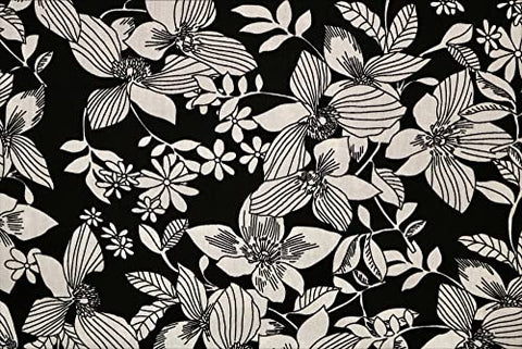 Pyrhan Sketch Art Floral 100% Pure Cotton Prints – 60 inches (153 cm Approx) Wide Fabric Sold by The metre - Perfect for Sewing Projects and Dress Making. (Black)