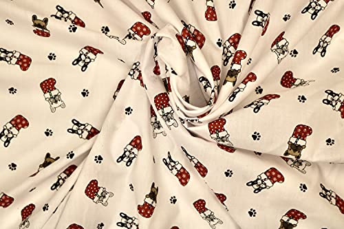 Pyrhan Pug in Christmas Stocking Polycotton Prints –45 Inch Wide Dress Fabric Material by The Metre -Floral Polycotton Print Used in Sewing Kit and Accessories-Quilting Fabric