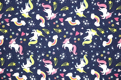 Pyrhan Rainbow Unicorn Polycotton Prints –45 Inch Wide Dress Fabric Material by The Metre -Floral Polycotton Print Used in Sewing Kit and Accessories-Quilting Fabric