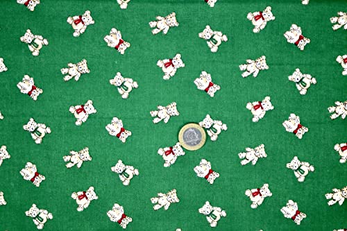 Pyrhan Teddy Bear with Bow Tie Polycotton Prints | 45 Inch Wide Dress Craft Fabric Material by The Metre | Floral Polycotton Print Used in Sewing Kit and Accessories-Quilting Fabric