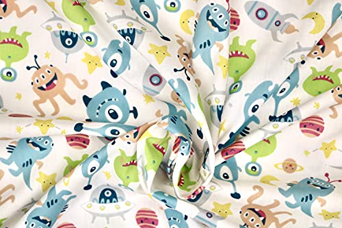 Pyrhan Alien Digital Polycotton Prints –45 Inch Wide Dress Fabric Material by The Metre -Floral Polycotton Print Used in Sewing Kit and Accessories-Quilting Fabric