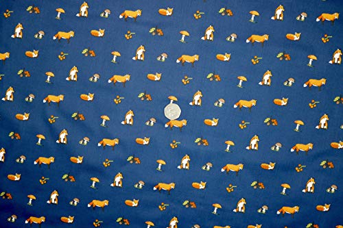 Pyrhan Polycotton Fox Patterned Printed Fabric -45 Inch Wide Polycotton Fabric Per Metre- Similar to 100% Cotton - Quilting Fabric Used in Sewing Kits and Accessories