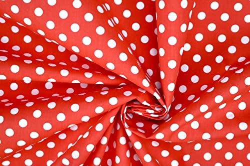 PYRHAN Polka Dots Polycotton Prints | 45 inch Wide Dress Fabric Material by Meters | Floral Polycotton Print Used in Sewing Kit and Accessories | Quilting Fabric