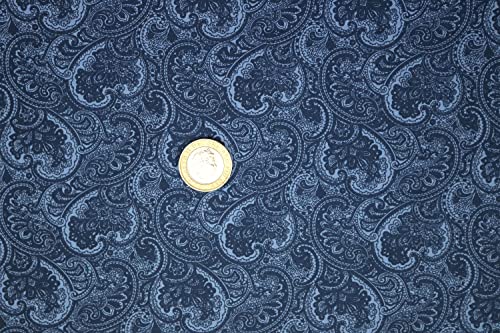 Pyrhan Modern Paisley 100% Pure Cotton Prints – 45 inches (114 cm Approx) Wide Fabric Sold by The metre - Perfect for Sewing Projects and Dress Making. (Blue)
